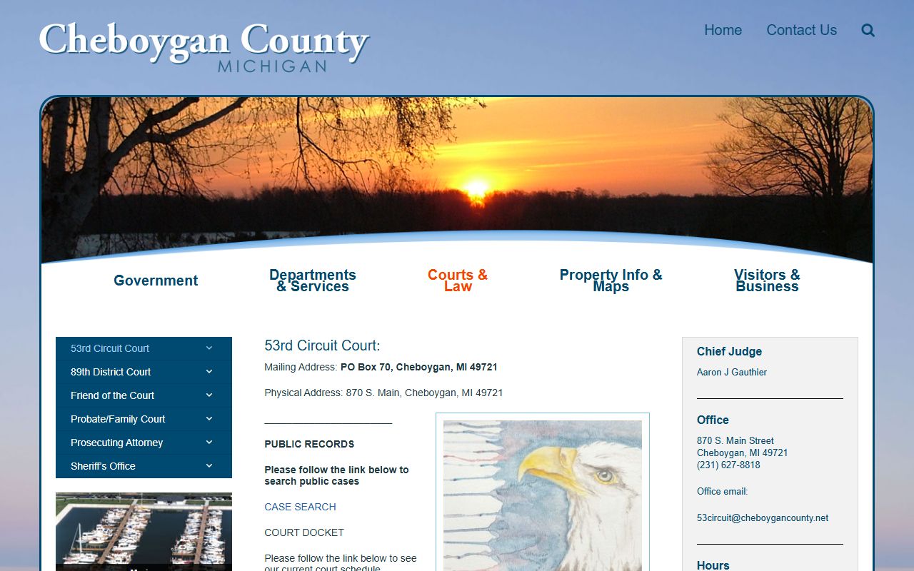 Cheboygan County court records access on the 53rd Circuit Court page