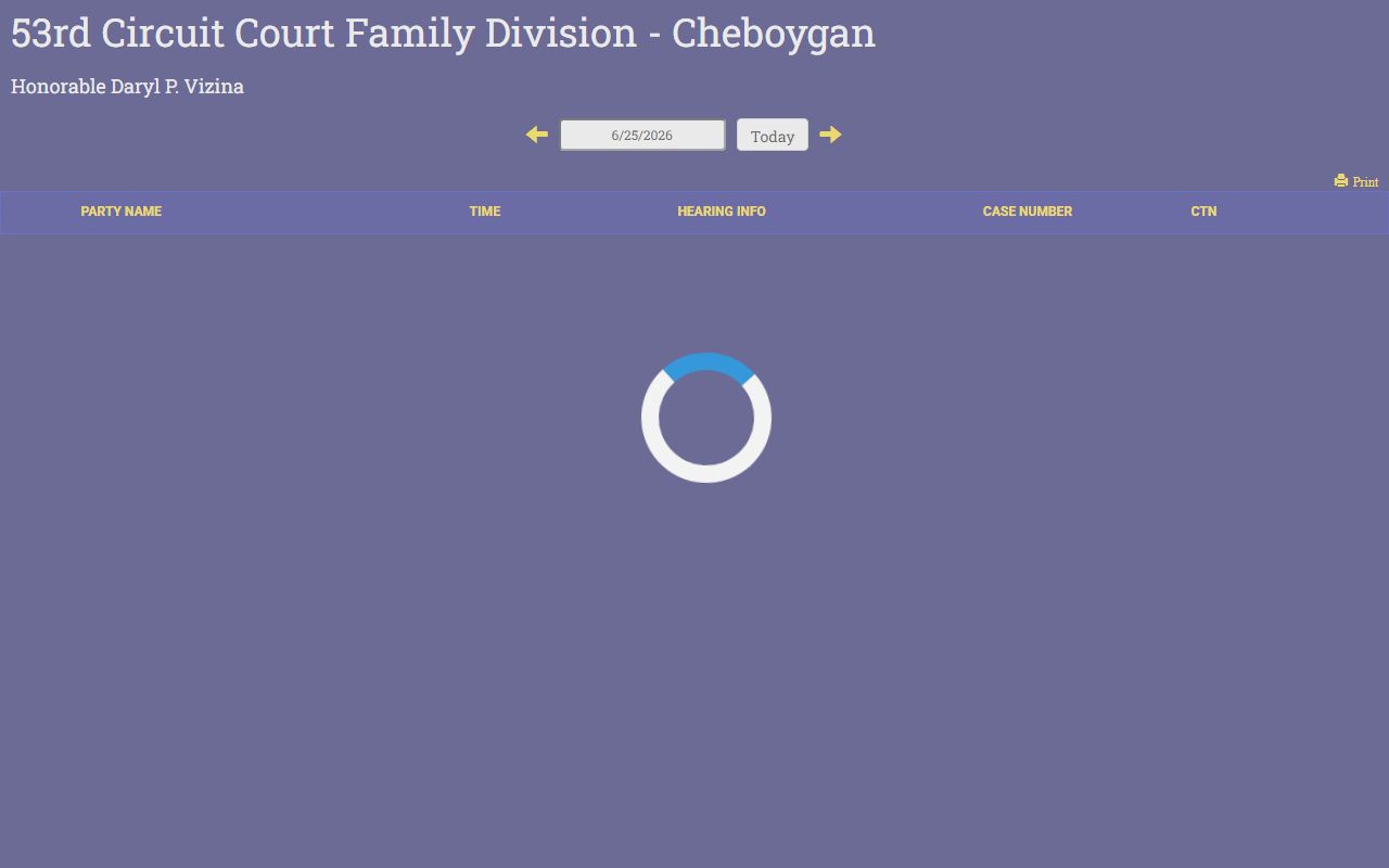 Second public docket display for Cheboygan County court records