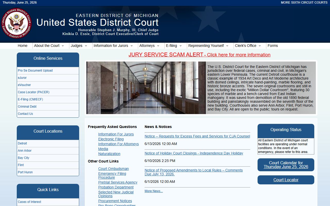 U.S. District Court records serving Cheboygan County