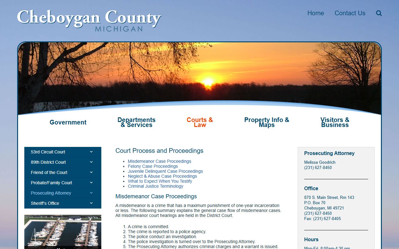 Cheboygan County criminal court process and proceedings record page