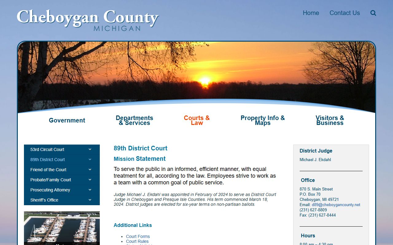 Cheboygan County 89th District Court records page