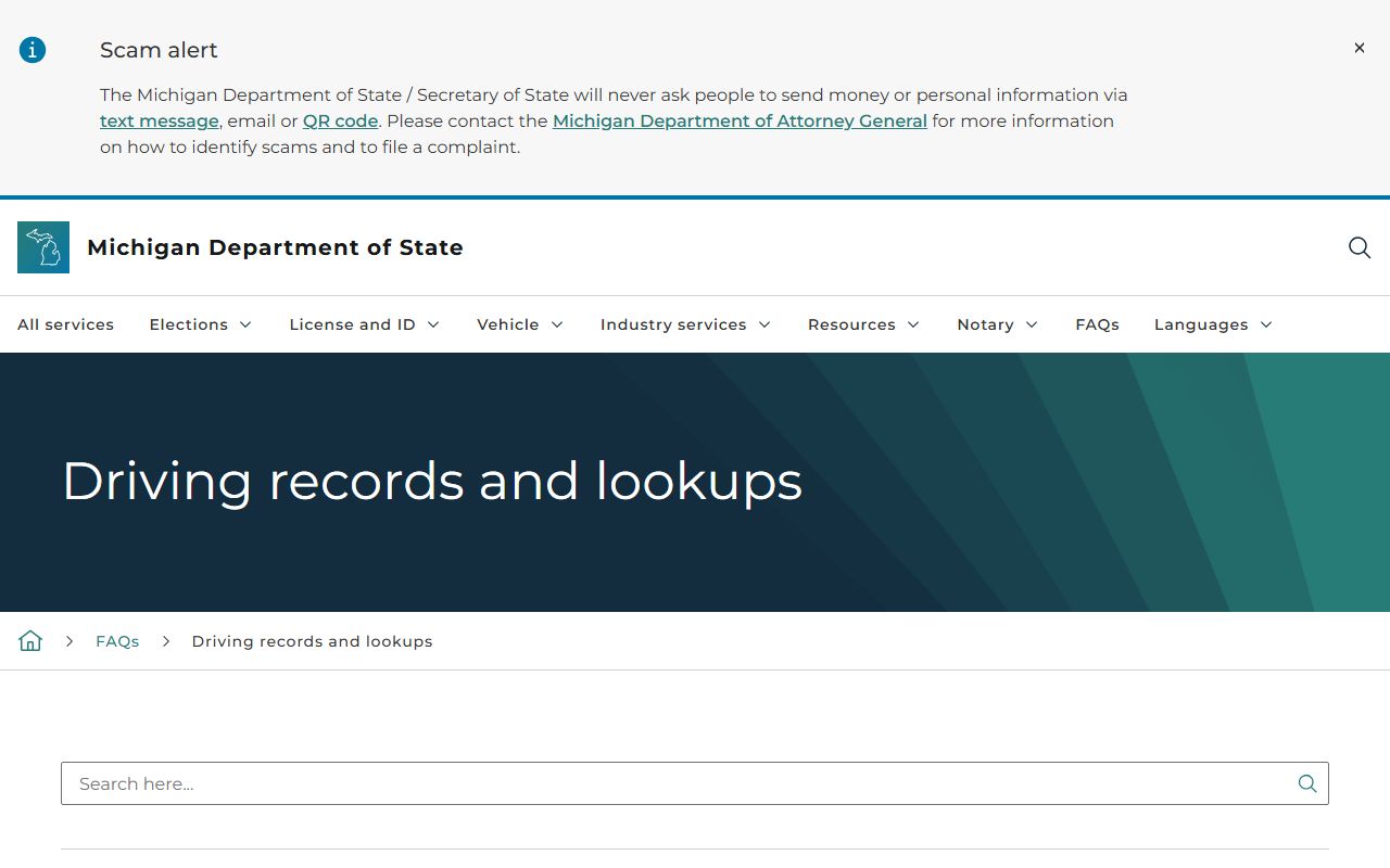Cheboygan County driver and vehicle records FAQ from Michigan SOS