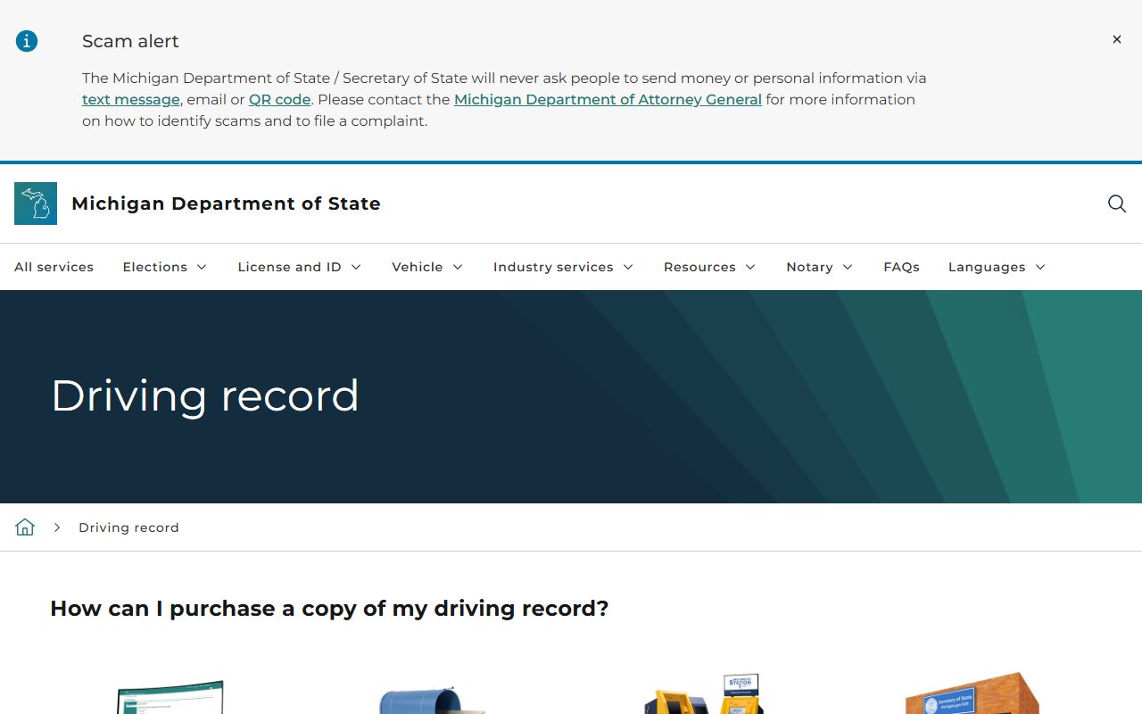 Cheboygan County drivers Michigan SOS driving record service