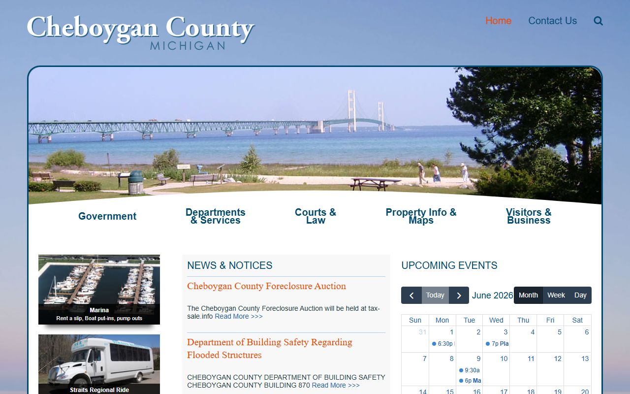 Cheboygan County homepage with court and public records navigation
