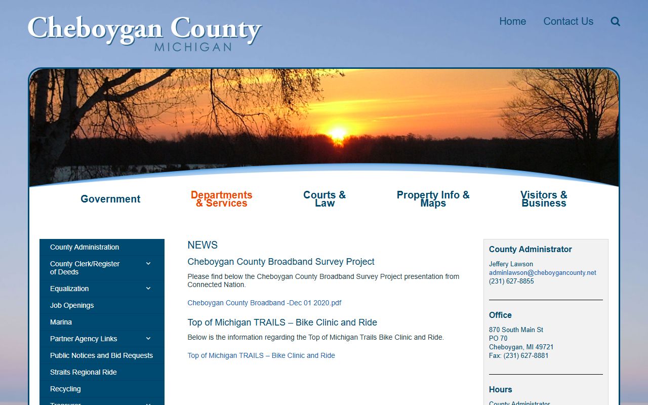 Cheboygan County news page with civic and court-related updates