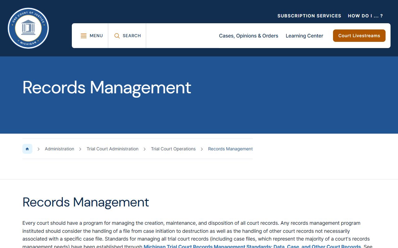 Michigan trial court records management guidance for Cheboygan County