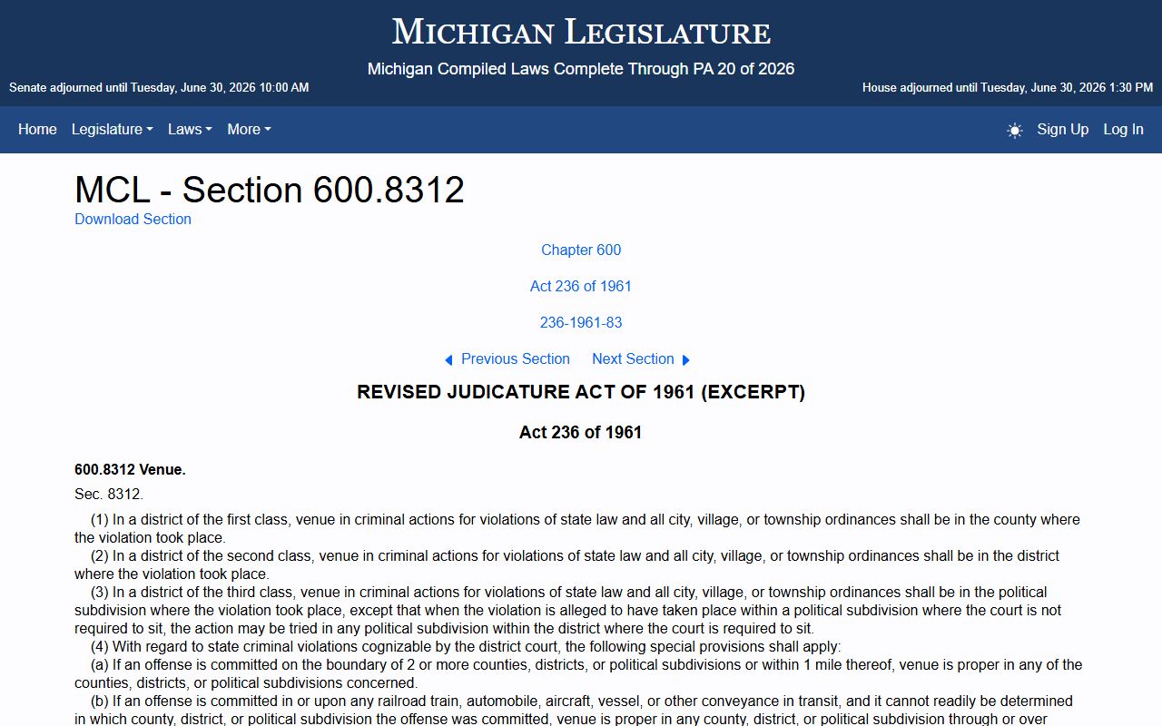 Cheboygan County traffic record sealing under Michigan Compiled Laws 600.8312
