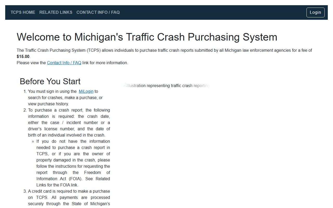 Cheboygan County crash report access through the Michigan State Police Traffic Crash Purchasing System